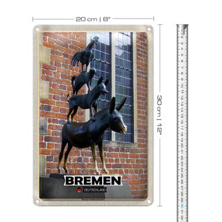 Blechschild Städte Deutschland Bremer Stadtmusikanten20x30cm