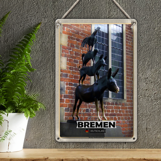 Blechschild Städte Deutschland Bremer Stadtmusikanten20x30cm