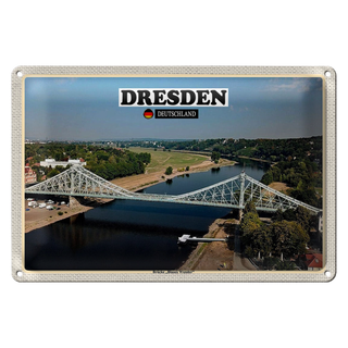 Blechschild Städte Dresden Brücke Blaues Wunder 30x20cm