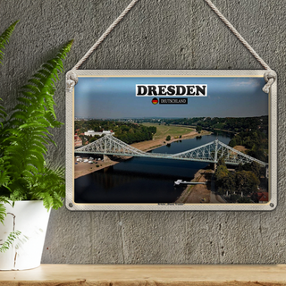 Blechschild Städte Dresden Brücke Blaues Wunder 30x20cm