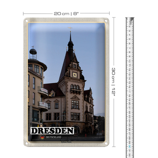 Blechschild Städte Dresden Deutschland Rathaus Plauen 20x30cm