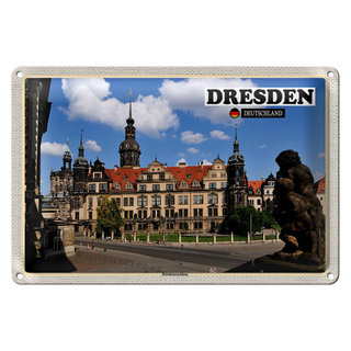Blechschild Städte Dresden Residenzhaus Skulptur 30x20cm
