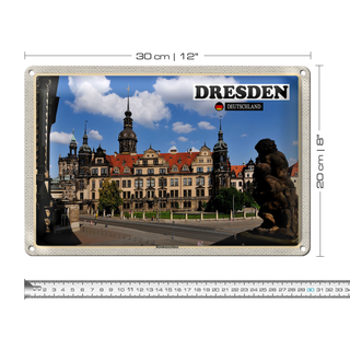 Blechschild Städte Dresden Residenzhaus Skulptur 30x20cm