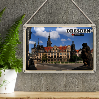 Blechschild Städte Dresden Residenzhaus Skulptur 30x20cm