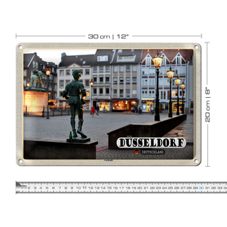 Blechschild Düsseldorf Jan Wellem Denkmal Gießerjunge 30x20cm