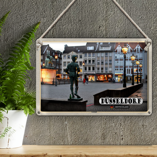 Blechschild Düsseldorf Jan Wellem Denkmal Gießerjunge 30x20cm