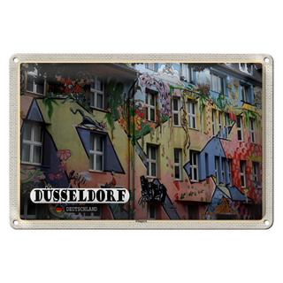 Blechschild Städte Düsseldorf Flingern Kunst Gebäude 30x20cm
