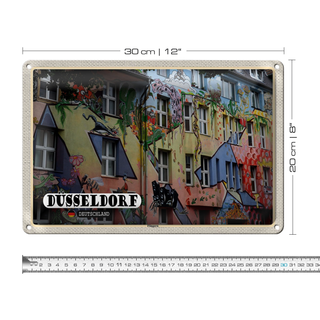 Blechschild Städte Düsseldorf Flingern Kunst Gebäude 30x20cm