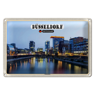 Blechschild Städte Düsseldorf Medienhafen Baukunst 30x20cm