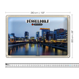 Blechschild Städte Düsseldorf Medienhafen Baukunst 30x20cm