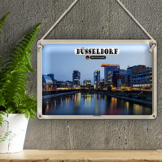 Blechschild Städte Düsseldorf Medienhafen Baukunst 30x20cm