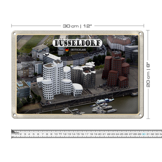 Blechschild Städte Düsseldorf Neuer Zollhof Gebäude 30x20cm