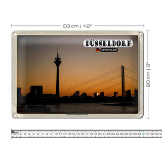 Blechschild Städte Düsseldorf Rheinturm Rheinkniebrücke 30x20cm