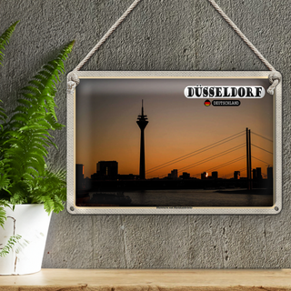 Blechschild Städte Düsseldorf Rheinturm Rheinkniebrücke 30x20cm