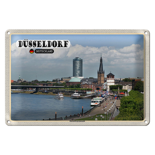 Blechschild Städte Düsseldorf Rheinuferpromenade 30x20cm