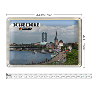 Blechschild Städte Düsseldorf Rheinuferpromenade 30x20cm