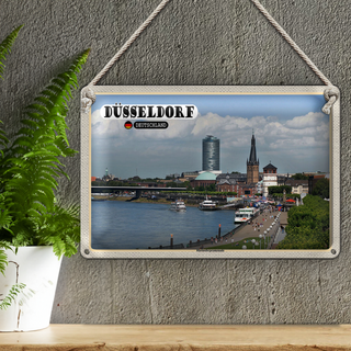 Blechschild Städte Düsseldorf Rheinuferpromenade 30x20cm