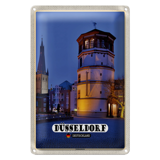 Blechschild Städte Düsseldorf Schlossturm Baukunst 20x30cm