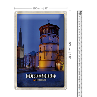 Blechschild Städte Düsseldorf Schlossturm Baukunst 20x30cm