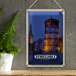 Blechschild Städte Düsseldorf Schlossturm Baukunst 20x30cm