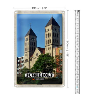 Blechschild Städte Düsseldorf St. Elisabeth Architektur 20x30cm