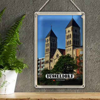 Blechschild Städte Düsseldorf St. Elisabeth Architektur 20x30cm