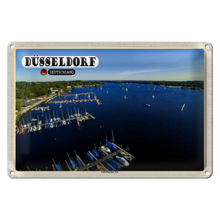 Blechschild Städte Düsseldorf Unterbacher See Boot 30x20cm