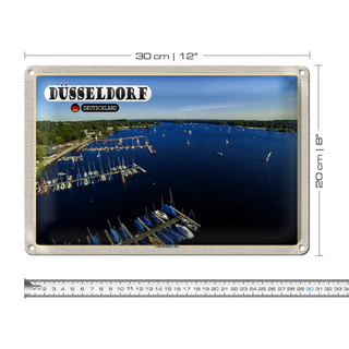 Blechschild Städte Düsseldorf Unterbacher See Boot 30x20cm
