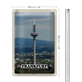 Blechschild Städte Frankfurt Europaturm Ausblick 30x20cm