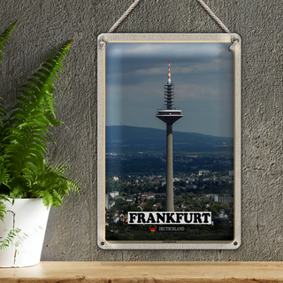 Blechschild Städte Frankfurt Europaturm Ausblick 30x20cm