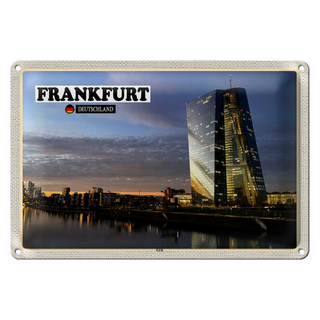 Blechschild Städte Frankfurt Deutschland EZB Neubau 30x20cm