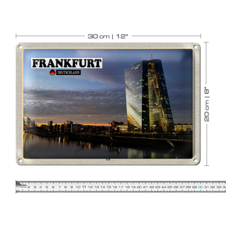 Blechschild Städte Frankfurt Deutschland EZB Neubau 30x20cm