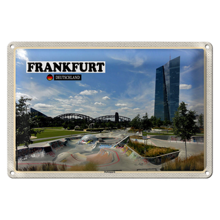 Blechschild Städte Frankfurt Hafenpark Skaterpark 30x20cm