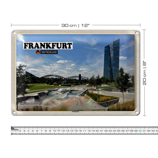 Blechschild Städte Frankfurt Hafenpark Skaterpark 30x20cm