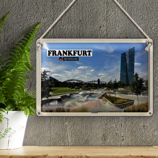 Blechschild Städte Frankfurt Hafenpark Skaterpark 30x20cm