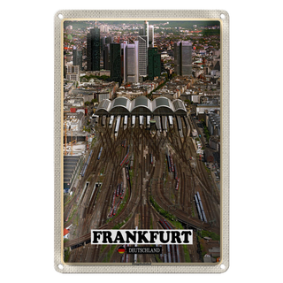 Blechschild Städte Frankfurt Blick auf Hauptbahnhof 20x30cm