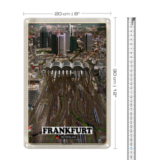 Blechschild Städte Frankfurt Blick auf Hauptbahnhof 20x30cm