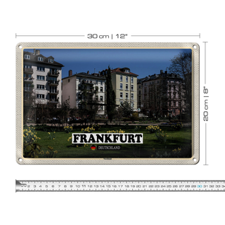 Blechschild Städte Frankfurt Nordend Park Gebäude 30x20cm