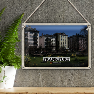 Blechschild Städte Frankfurt Nordend Park Gebäude 30x20cm