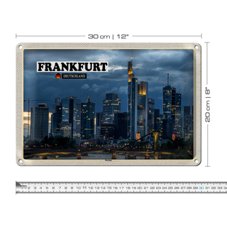 Blechschild Städte Frankfurt Skyline Wolkenkratzer 30x20cm
