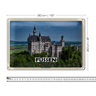 Blechschild Städte Füssen Schloss Neuschwanstein 30x20cm