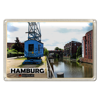 Blechschild Städte Hamburg Barmbeck Fluss 30x20cm