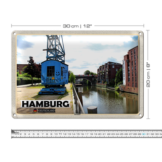 Blechschild Städte Hamburg Barmbeck Fluss 30x20cm