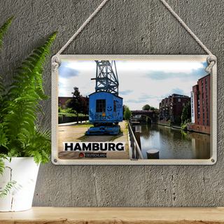Blechschild Städte Hamburg Barmbeck Fluss 30x20cm