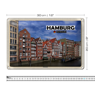 Blechschild Städte Hamburg Deichstraße Fluss 30x20cme
