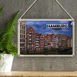 Blechschild Städte Hamburg Deichstraße Fluss 30x20cme