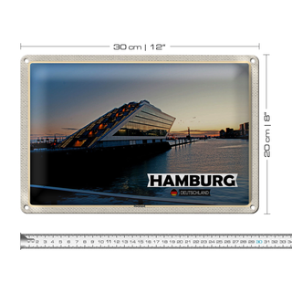 Blechschild Städte Hamburg Dockland Architektur 30x20cm