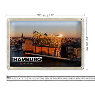 Blechschild Städte Hamburg Elbphilharmonie Architektur 30x20cm