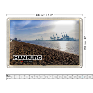 Blechschild Städte Hambrg Elbstrand Hafen Fluss 30x20cm