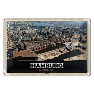 Blechschild Städte Hamburg Hafencity Ausblick 30x20cm